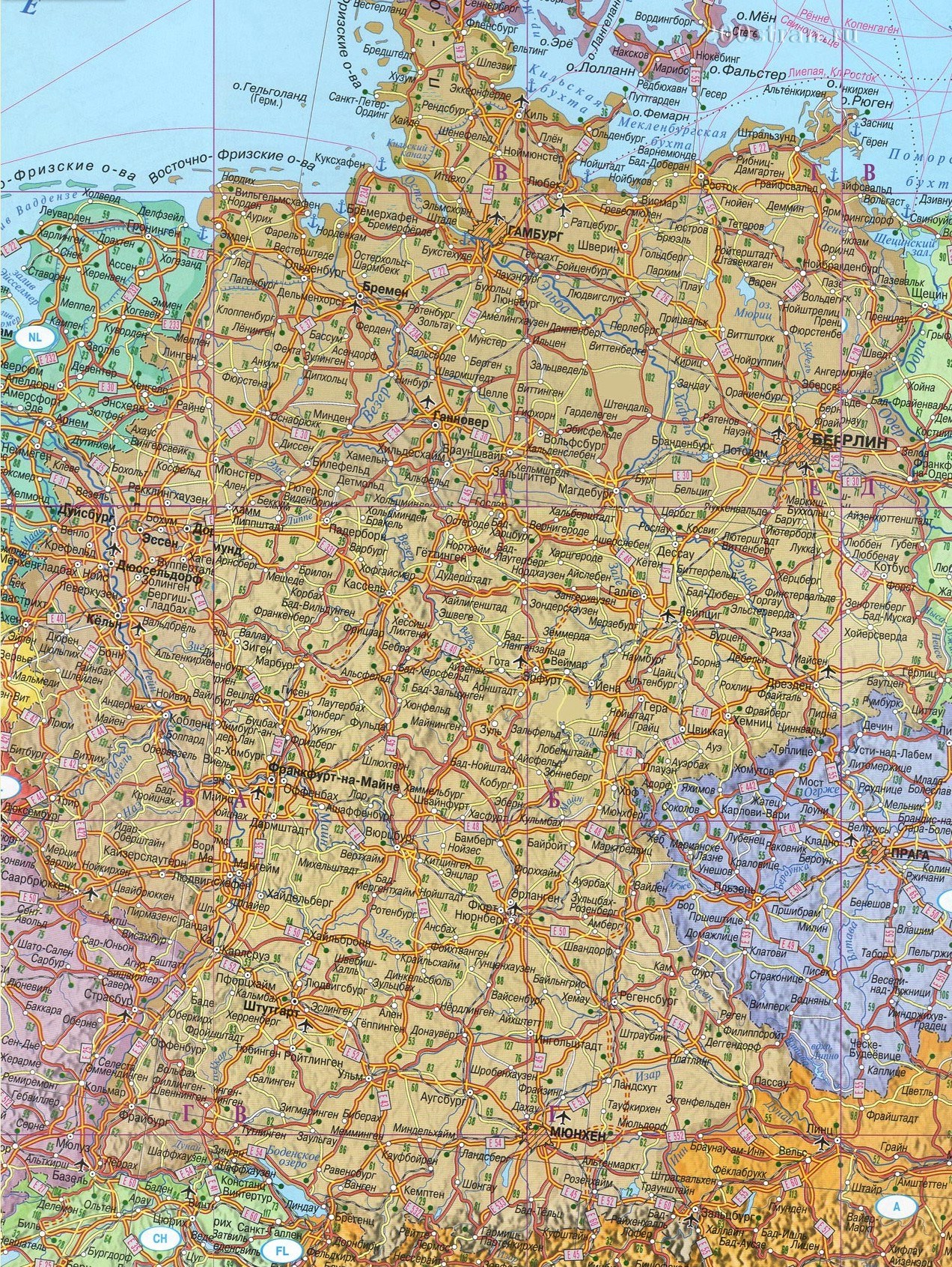 Карта Германии на русском